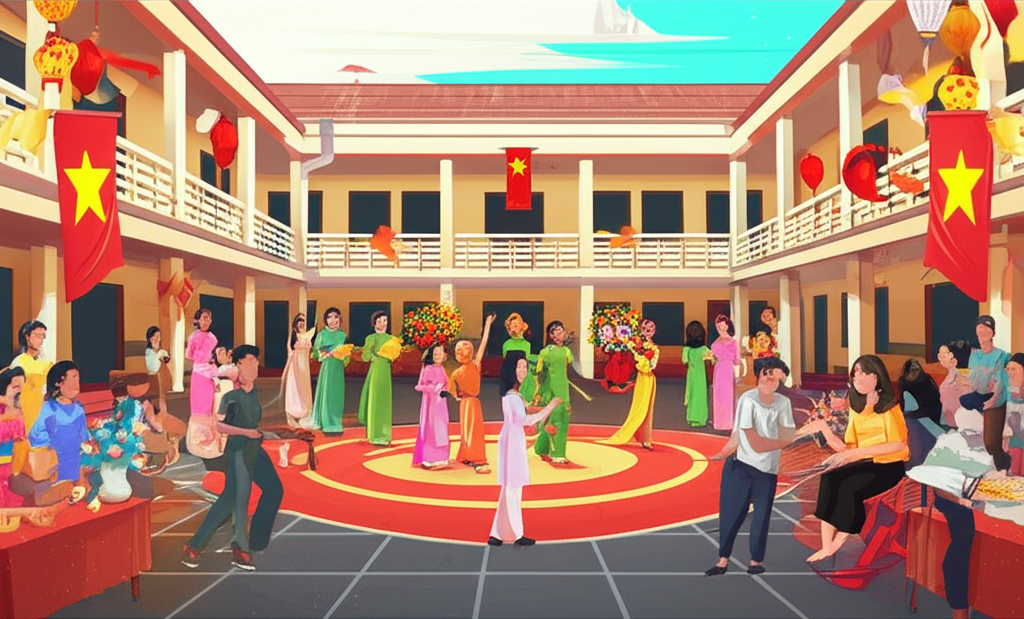 Community event at a Vietnamese school
